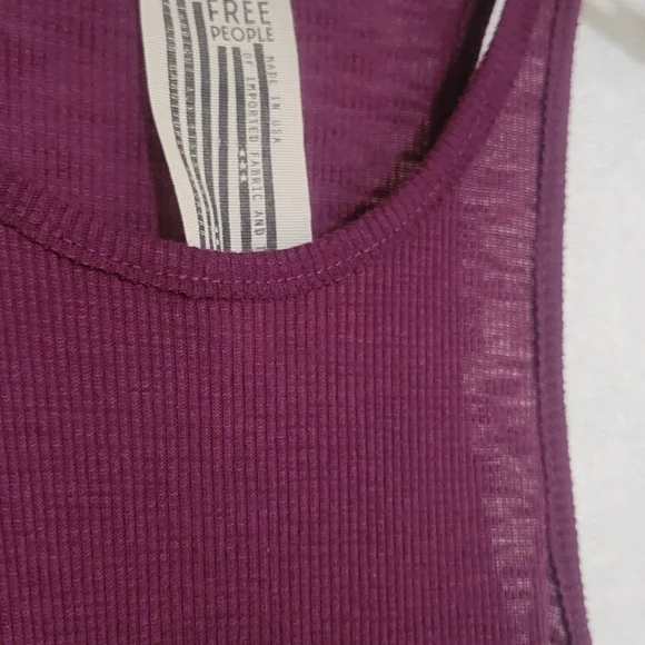 Free People Long Beach Ribbed  Tank Eggplant color XS - Picture 3 of 8